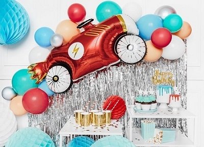 Globo-coche-carreras-metalizado-fiesta-infantil-cumpleaños-gramajeshop-valencia