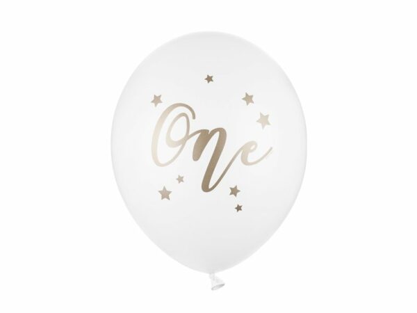 Globo-blanco-one-dorado-primer-cumpleaños-gramejeshop-valencia-helio