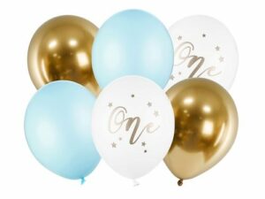 Globos-primer-cumpleaños-one-azul-dorado-gramajeshop-valencia