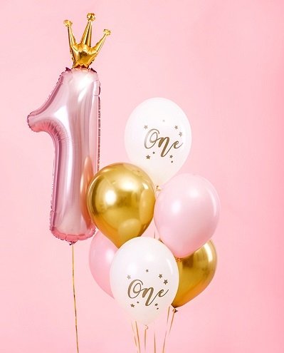 6 Globos One – Primer cumpleaños. Rosa