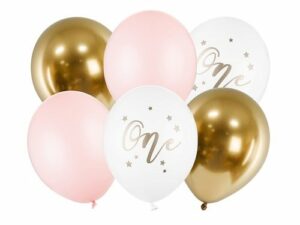 Globos-primer-cumpleaños-one-ROSA-dorado-gramajeshop-valencia