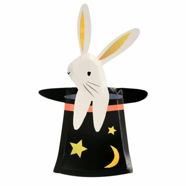 Plato-vaso-servilleta-fiesta-magia-chistera-con-conejo-infantil-cumpleaños-gramajeshop-valencia