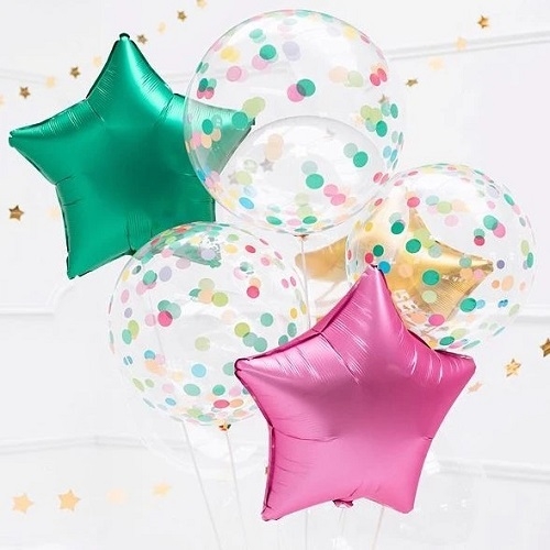 Globo burbuja confeti multicolor, 40 cms
