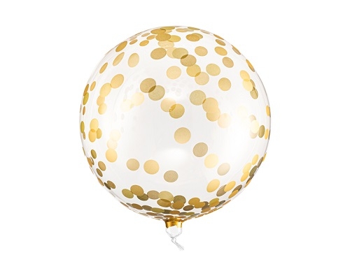 Globo burbuja con confeti dorado, 40 cms