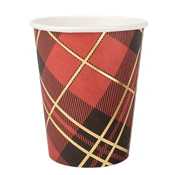 SErvilleta-vaso-plato-papel-escocesa-tartan-rojo-negro-oro-navidad-gramajeshop-valencia-mesa