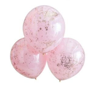Globo-doble-transparente-rosa-confeti-oro-rosa-fiesta-bautizo-comunion-gramajeshop-valencia