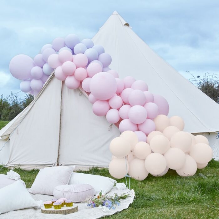 Arco de globo rosa, kit de guirnalda de globos rosa y blanco, 98