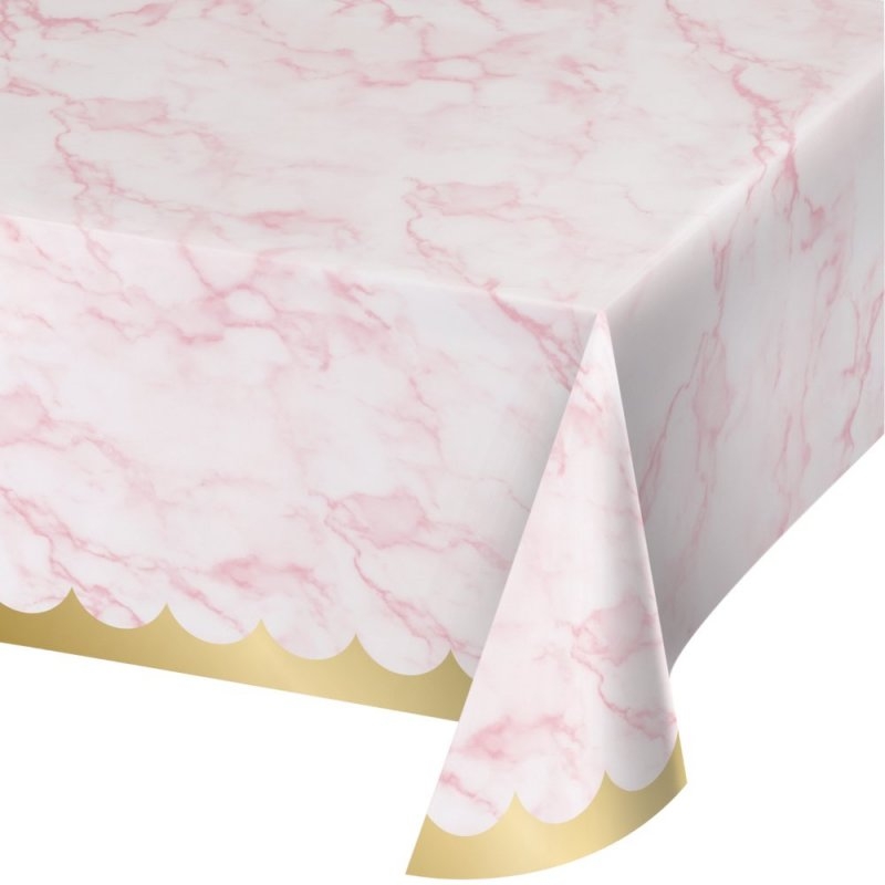 Mantel-rosa-marmoleado-festón-dorado-fiesta-gramajeshop-valencia