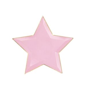 Plato-estrella-rosa-filo-dorado-fiesta-princesa-unicornio-infantil-cumpleaños-gramajeshop-valencia