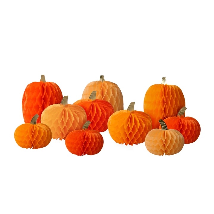 Calabaza--nido-abeja-decoración-fiestas-otoño-halloween-meri-meri-valencia-gramajeshop