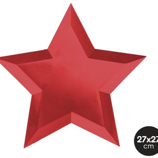 6 Platos estrella roja. 27 cms