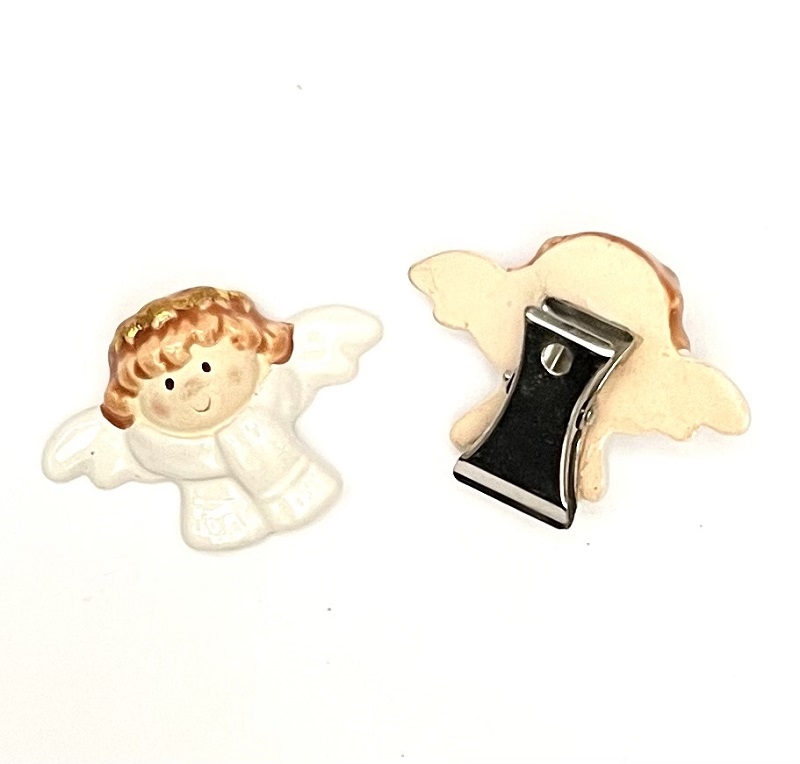 6 Angelitos de ceramica con pinza