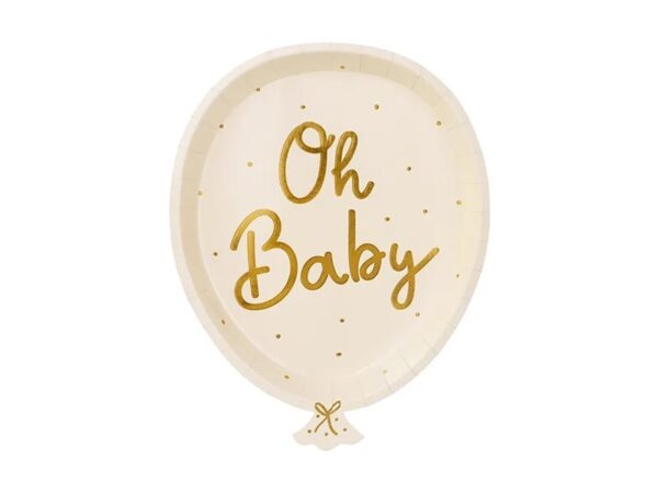 Plato-globo-marfil-oh-baby-bautizo-baby-shower-primer-cumpleaños-gramajeshop-valencia