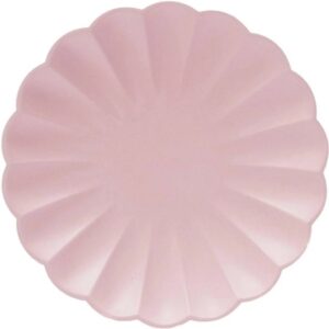 8 Platos festón rosa 23 cms, ecológicos, compostables