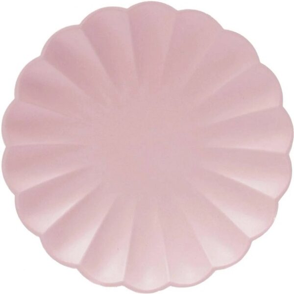 8 Platos festón rosa palo 20 cms, ecológicos, compostables