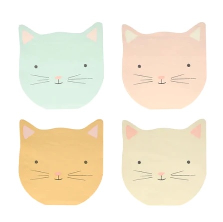 16 Servilletas gatitos, surtidas en 4 colores