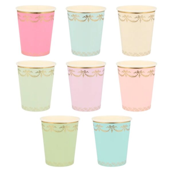 8 Vasos Laduree, cenefa dorada, por Meri Meri