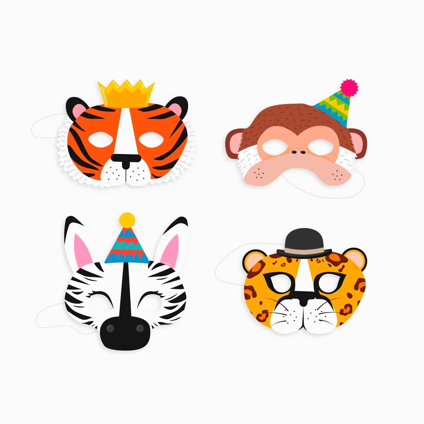 Mascaras-caretas-disfraz-animales-jungla-tarta-cumpleaños-fiesta-infantil-gramajeshop-valencia