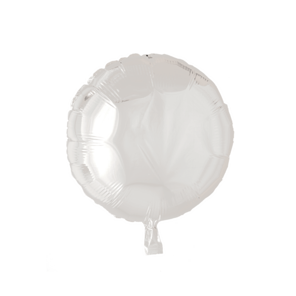 Globo metalizado, redondo, blanco. 46 cms