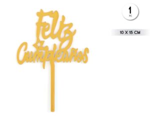 Topper Feliz Cumpleaños dorado