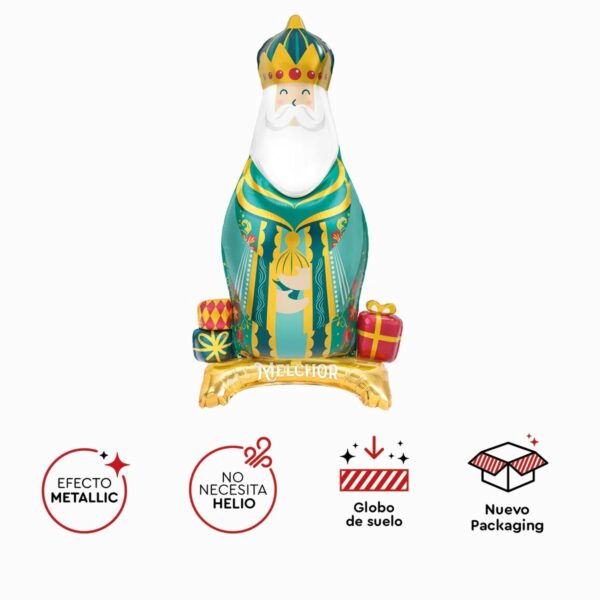 Globo-Rey-Melchor-metalizado-standing-de-pie-Navidad-Gramajeshop-valencia