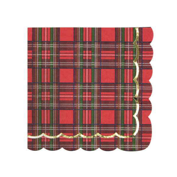 16 servilletas de papel escocesas – tartán, con festón dorado