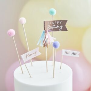 Topper-feliz-cumpleanos-pompones-flecos-borlas-happy-birthday-tarta-gramajeshop-valencia