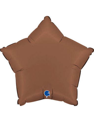 Globo metalizado estrella satín marrón chocolate. 46 cms