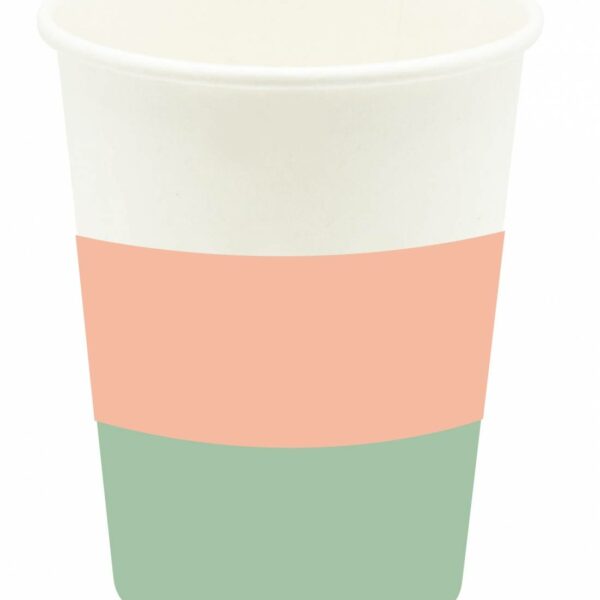 10 Vasos rayas coral y mint