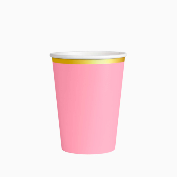 Vaso-rosa-ribete-dorado-fiesta-infantil-cumpleanos-gramajeshop-valencia
