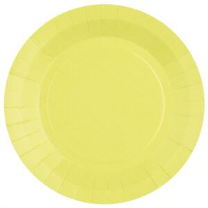 Plato-papel-amarillo-claro-empolvado-mesa-fiesta-gramajeshop-valencia