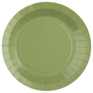 Plato-papel-verde-oliva-mesa-fiesta-gramajeshop-valencia