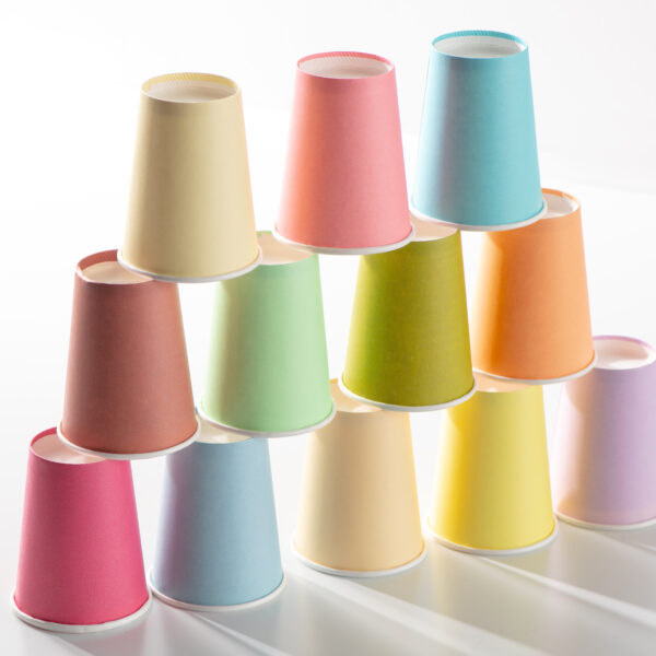 14 Vasos de papel, Coral.