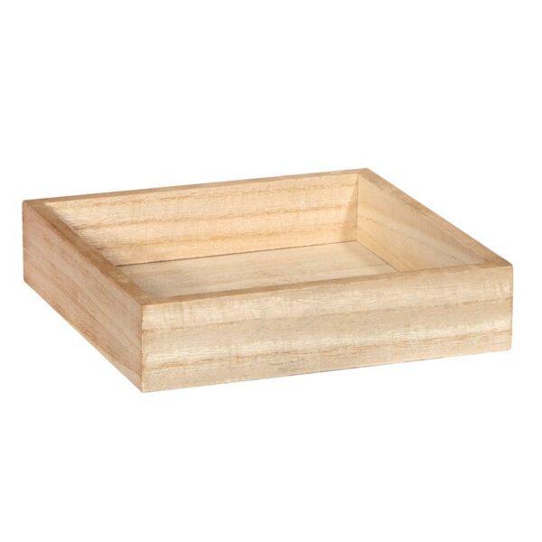 Bandeja de madera natural 19x19x4.3 cms