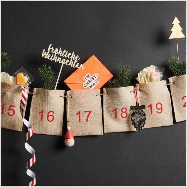 Calendario de Adviento Guirnalda saquitos de yute