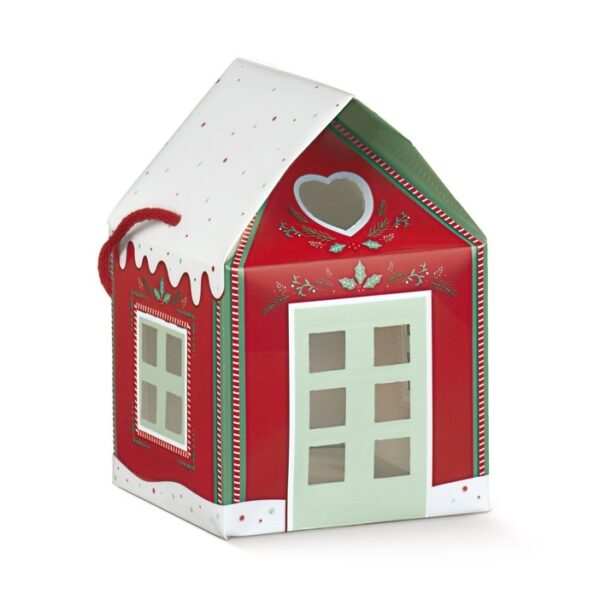 3 Cajas-Casita roja navideña. 20x20x18 cms