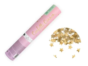 Cañón confeti estrellas doradas