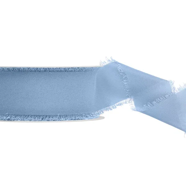 Cinta de tela rasgada chiffon azul cielo 4cms