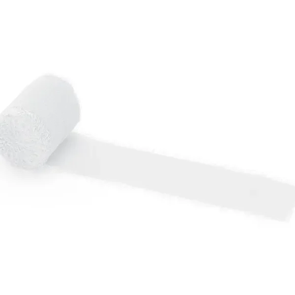 Cinta de tela rasgada chiffon-crepé blanco 4cms