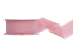 Cinta de tela rasgada chiffon-crepé rosa empolvado 4cms