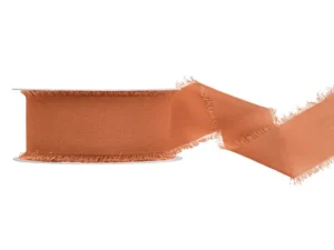 Cinta de tela rasgada chiffon-crepé terracota 4 cms