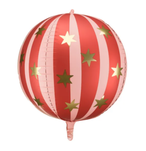 Globo-circo-rayas-rojas-estrellas-doradas-esfera-metalizada-gramajeshop-valencia