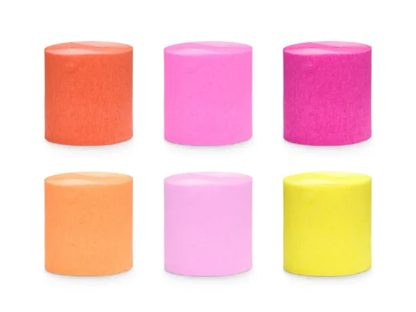 6 Rollos de cinta de papel crepé tonos rosa-coral-amarillo