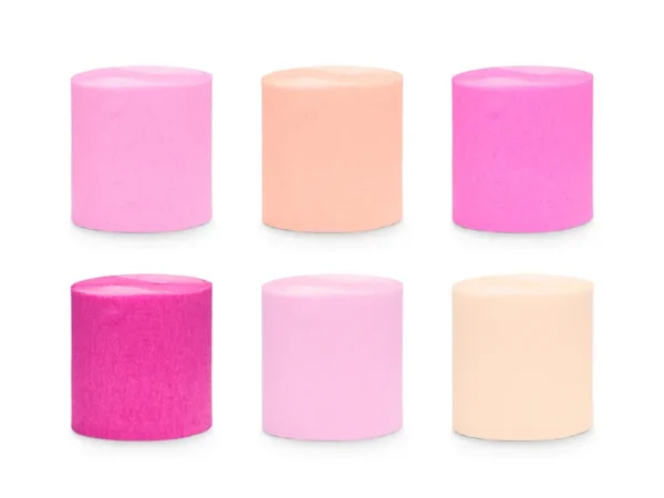6 Rollos de cinta de papel crepé tonos rosa