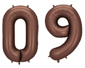 Globo número del 0 al 9 marrón chocolate