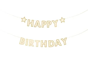 Guirnalda Happy Birthday blanco-oro