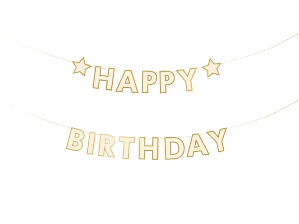 Guirnalda Happy Birthday blanco-oro