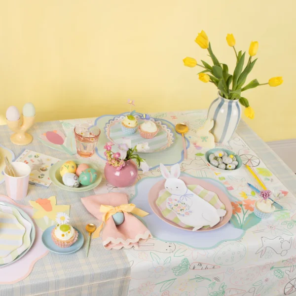 Manteles individuales wavy pastel festoneados de Meri Meri