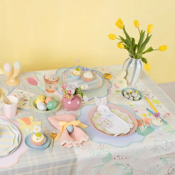 Platos conejito con huevo de flores