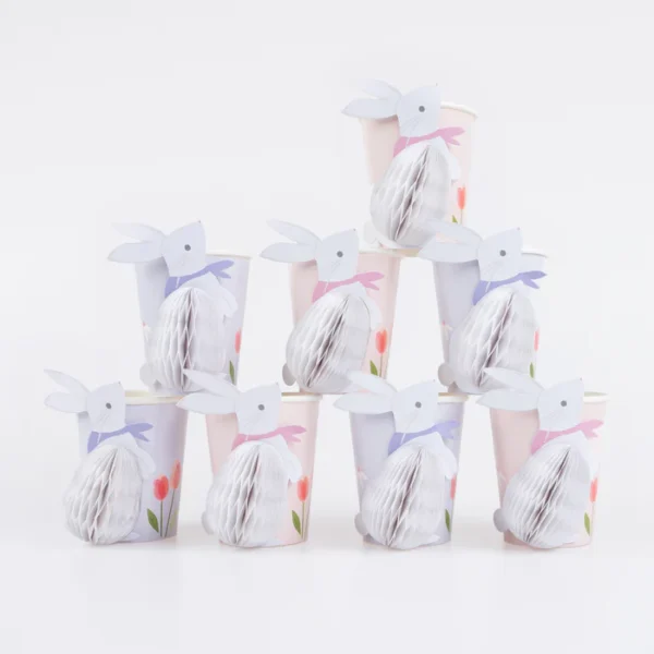 Vasos conejito de Pascua nido de abeja - 8 uds